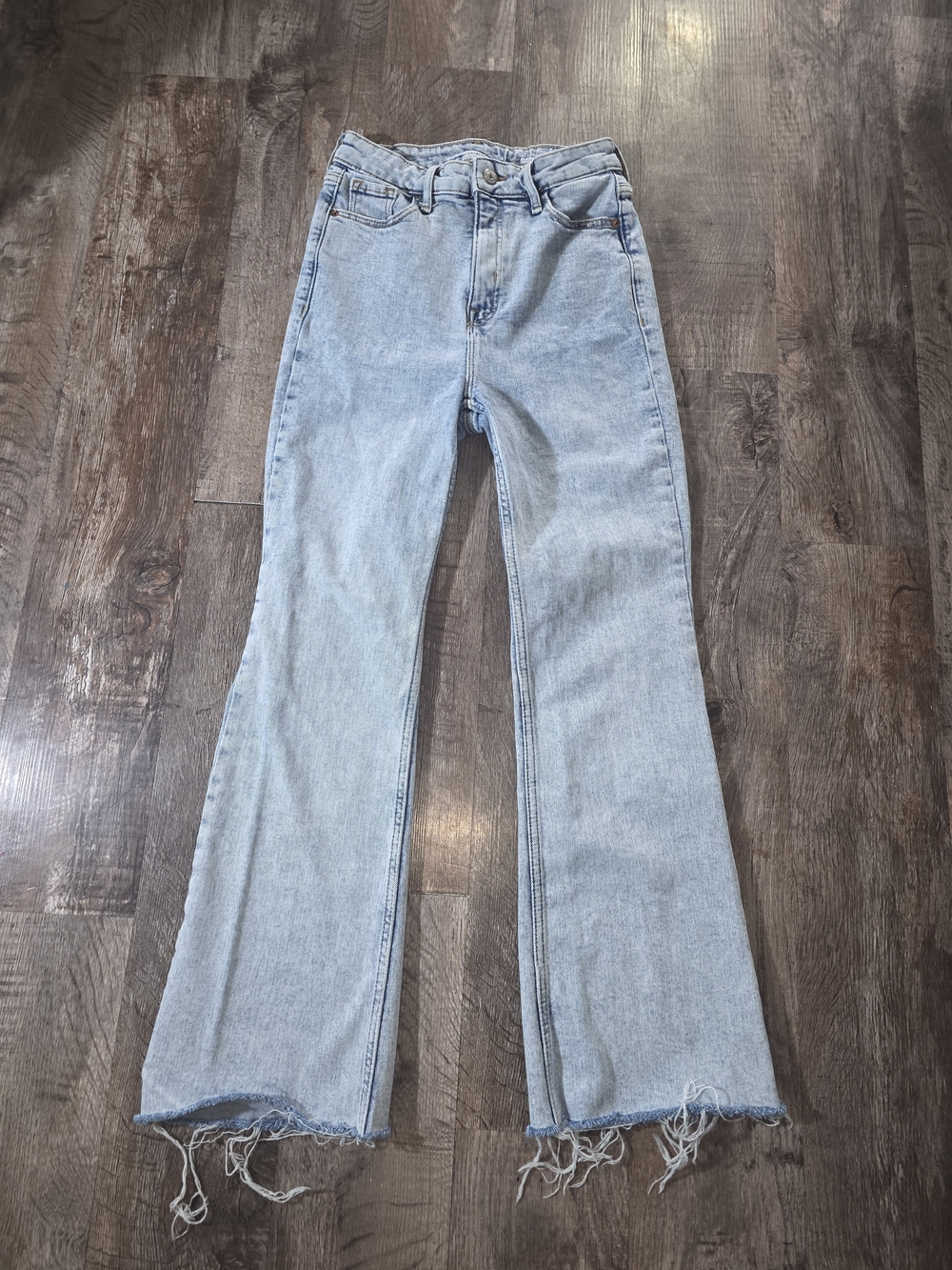 Old Navy Light Wash Flare Jeans with Frayed Hem